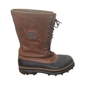 SOREL Men's Maverick Winter Leather Waterproof Snow Boots Brown Black 11